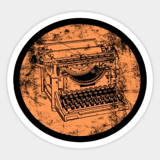 DISTRESSED VINTAGE TYPEWRITER ORANGE Sticker